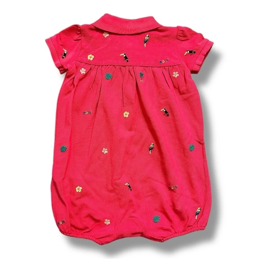 Ralph Lauren | Tropical-Embroidery Polo Shortall (12M) 🦜 🌺